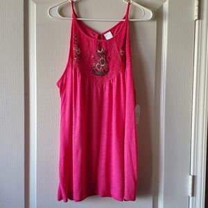 NWT Embroidered Halter Tank Top